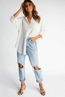 DISSH Boutiques NADIA WHITE BUTTON UP SHIRT