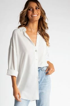 DISSH Boutiques NADIA WHITE BUTTON UP SHIRT