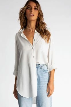 DISSH Boutiques NADIA WHITE BUTTON UP SHIRT