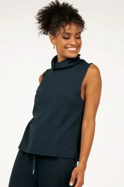 DISSH Boutiques MAYA HIGH NECK NAVY KNIT TOP