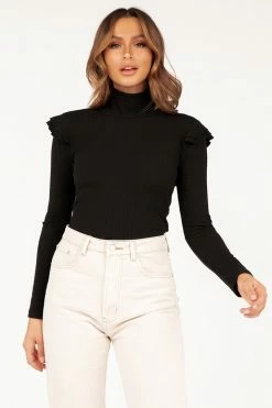 DISSH Boutiques MIA BLACK LONG SLEEVE KNIT TOP