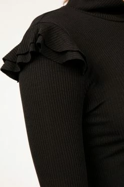 DISSH Boutiques MIA BLACK LONG SLEEVE KNIT TOP