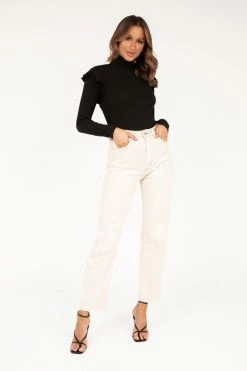 DISSH Boutiques MIA BLACK LONG SLEEVE KNIT TOP