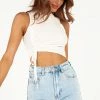 DISSH Boutiques TOPS DRIVER WHITE SIDE RUCHED TANK