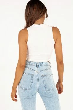 DISSH Boutiques TOPS DRIVER WHITE SIDE RUCHED TANK