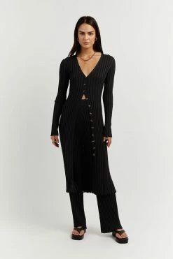 DISSH Boutiques LOU BLACK LONGLINE KNIT CARDIGAN