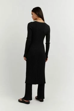 DISSH Boutiques LOU BLACK LONGLINE KNIT CARDIGAN