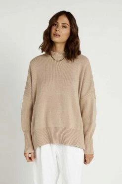 DISSH Boutiques RILEY LATTE OVERSIZED KNIT TOPS