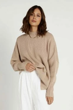 DISSH Boutiques RILEY LATTE OVERSIZED KNIT TOPS