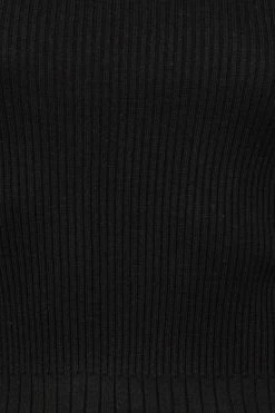 DISSH Boutiques TOPS SOFIE BLACK ROLL NECK RIB KNIT TOP
