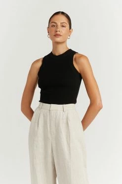 DISSH Boutiques CLOTHING JOSIE BLACK KNIT TOP