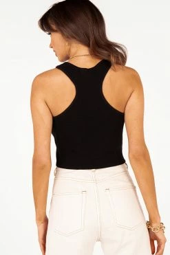 DISSH Boutiques DEMI BLACK SCOOP NECK KNIT CROP TOP