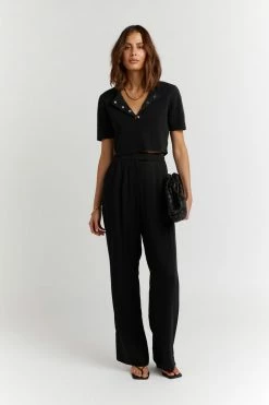 DISSH Boutiques TOPS ODESSA BLACK RIB KNIT TOP