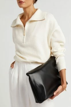 DISSH Boutiques LENORA ZIP FRONT CREAM KNIT JUMPER