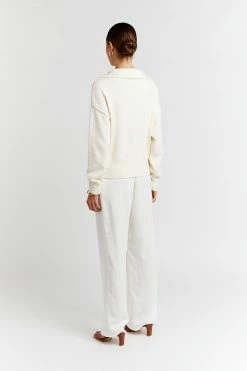 DISSH Boutiques LENORA ZIP FRONT CREAM KNIT JUMPER
