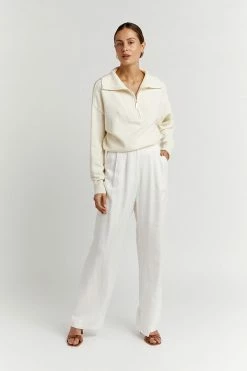 DISSH Boutiques LENORA ZIP FRONT CREAM KNIT JUMPER