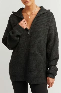DISSH Boutiques SCOTT BLACK OVERSIZED KNIT JUMPER