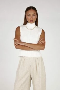 DISSH Boutiques GALA TURTLENECK OFF WHITE KNIT TOP