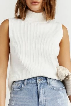 DISSH Boutiques GALA TURTLENECK OFF WHITE KNIT TOP