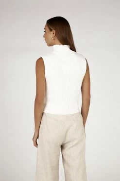 DISSH Boutiques GALA TURTLENECK OFF WHITE KNIT TOP