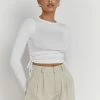 DISSH Boutiques BLANCO BLACK DRAWSTRING KNIT TOP TOPS