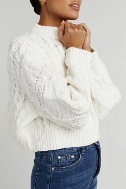 DISSH Boutiques SWEATERS MENDES OFF WHITE CABLE KNIT JUMPER
