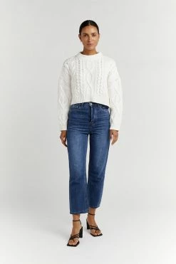 DISSH Boutiques SWEATERS MENDES OFF WHITE CABLE KNIT JUMPER