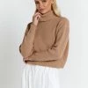 DISSH Boutiques SWEATERS NONI LATTE CROPPED RIB KNIT JUMPER