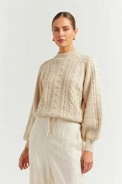 DISSH Boutiques DUTTON NATURAL CABLE KNIT JUMPER SWEATERS