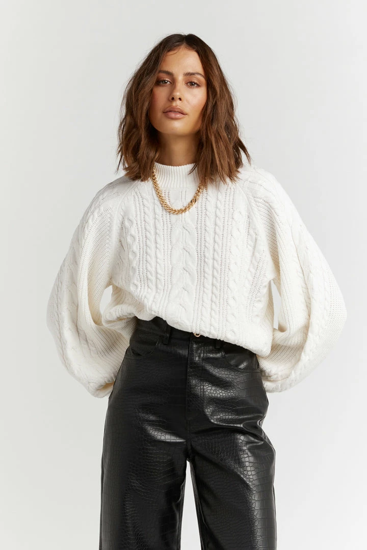 Buy 🤩 DISSH Boutiques SWEATERS DUTTON OFF WHITE CABLE KNIT JUMPER ❤️ 3 DISSH Boutiques SWEATERS DUTTON OFF WHITE CABLE KNIT JUMPER