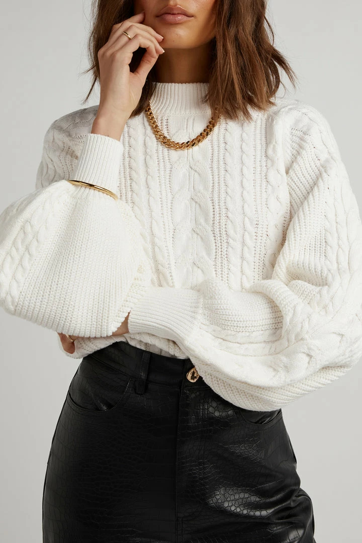 Buy 🤩 DISSH Boutiques SWEATERS DUTTON OFF WHITE CABLE KNIT JUMPER ❤️ 6 DISSH Boutiques SWEATERS DUTTON OFF WHITE CABLE KNIT JUMPER