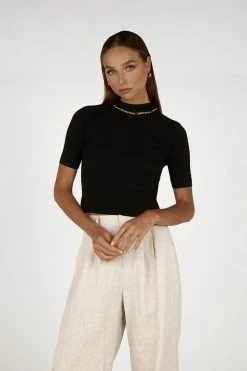 DISSH Boutiques CLOTHING TATIA BLACK KNIT TOP