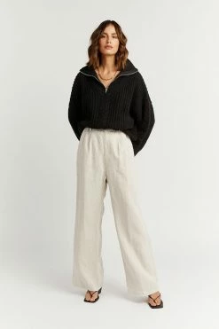 DISSH Boutiques BARNETT BLACK CABLE ZIP FRONT KNIT