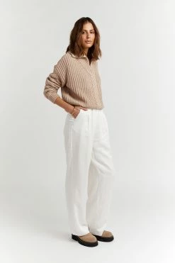 DISSH Boutiques SWEATERS BARNETT MOCHA CABLE ZIP FRONT KNIT