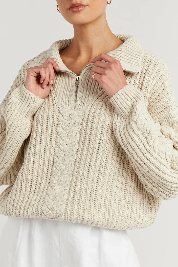Discount ๐ DISSH Boutiques BARNETT STONE CABLE ZIP FRONT KNIT ๐คฉ 6 DISSH Boutiques BARNETT STONE CABLE ZIP FRONT KNIT