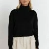 DISSH Boutiques NONI BLACK CROPPED KNIT JUMPER TOPS