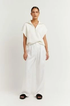 DISSH Boutiques WAISTCOATS HICKS WHITE ZIP FRONT KNIT VEST