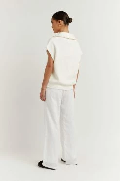 DISSH Boutiques WAISTCOATS HICKS WHITE ZIP FRONT KNIT VEST