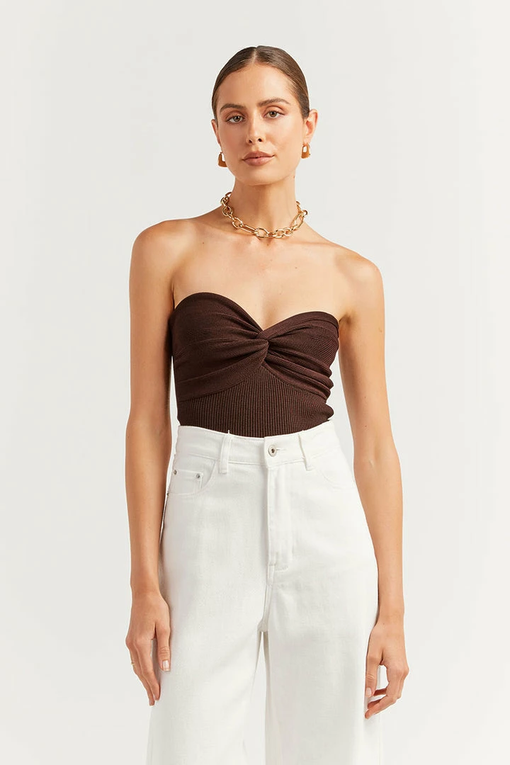 Hot Sale โ DISSH Boutiques ANIKA TWISTED DARK CHOC KNIT TOP ๐ 2 DISSH Boutiques ANIKA TWISTED DARK CHOC KNIT TOP