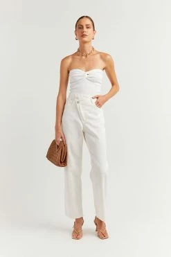 DISSH Boutiques CLOTHING ANIKA TWISTED OFF WHITE KNIT TOP