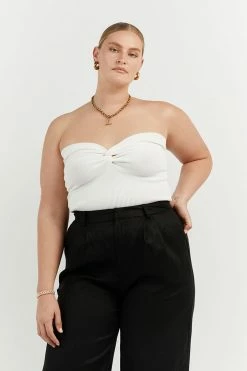 DISSH Boutiques CLOTHING ANIKA TWISTED OFF WHITE KNIT TOP