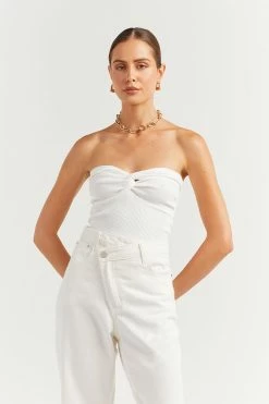 DISSH Boutiques CLOTHING ANIKA TWISTED OFF WHITE KNIT TOP