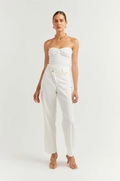 DISSH Boutiques CLOTHING ANIKA TWISTED OFF WHITE KNIT TOP