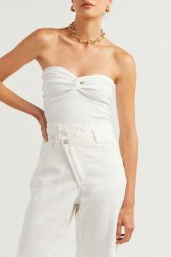 DISSH Boutiques CLOTHING ANIKA TWISTED OFF WHITE KNIT TOP