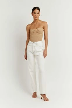 DISSH Boutiques ANIKA TWISTED WARM WHEAT KNIT TOP