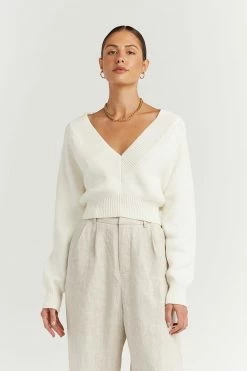 DISSH Boutiques LINDEN CREAM CROP KNIT JUMPER
