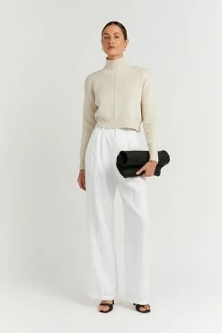 DISSH Boutiques BLAKELY NATURAL CROPPED RIB KNIT SWEATERS