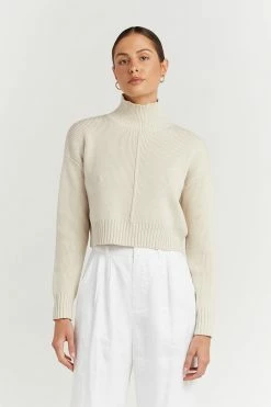 DISSH Boutiques BLAKELY NATURAL CROPPED RIB KNIT SWEATERS