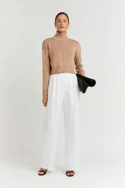 DISSH Boutiques SWEATERS BLAKELY LATTE CROPPED RIB KNIT