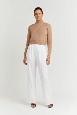 DISSH Boutiques SWEATERS BLAKELY LATTE CROPPED RIB KNIT